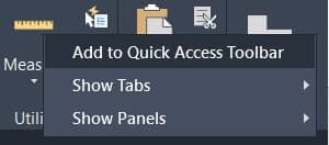 autocad 2016 increase size quick access toolbar