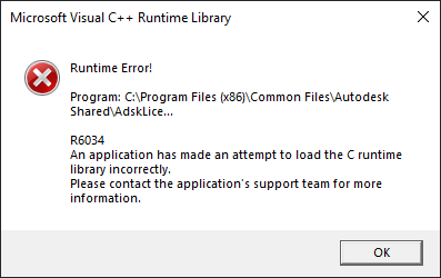 Runtime Error R6034 An Application Has Made An Attempt To Load The C Runtime Library Incorrectly Seiler Design Solutions